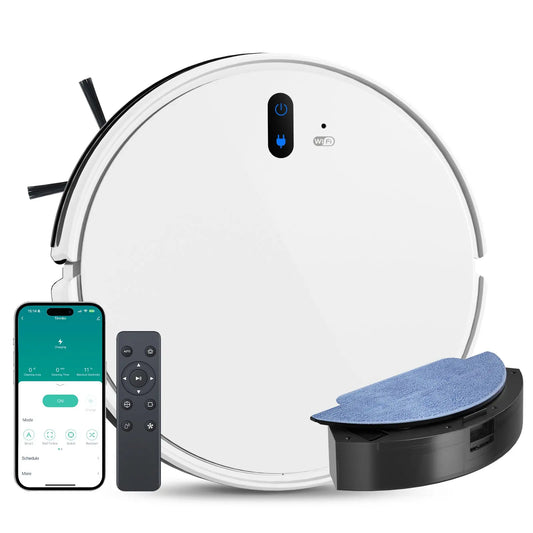 Halloween Sale Timnbo Robot Vacuum and Mop Combo, 3000Pa Strong Suction 2in1 Vacuum Cleaner, 120 min Runtime, Self-Charging Robotic Vacuum with Voice/APP/Remote Control My Store