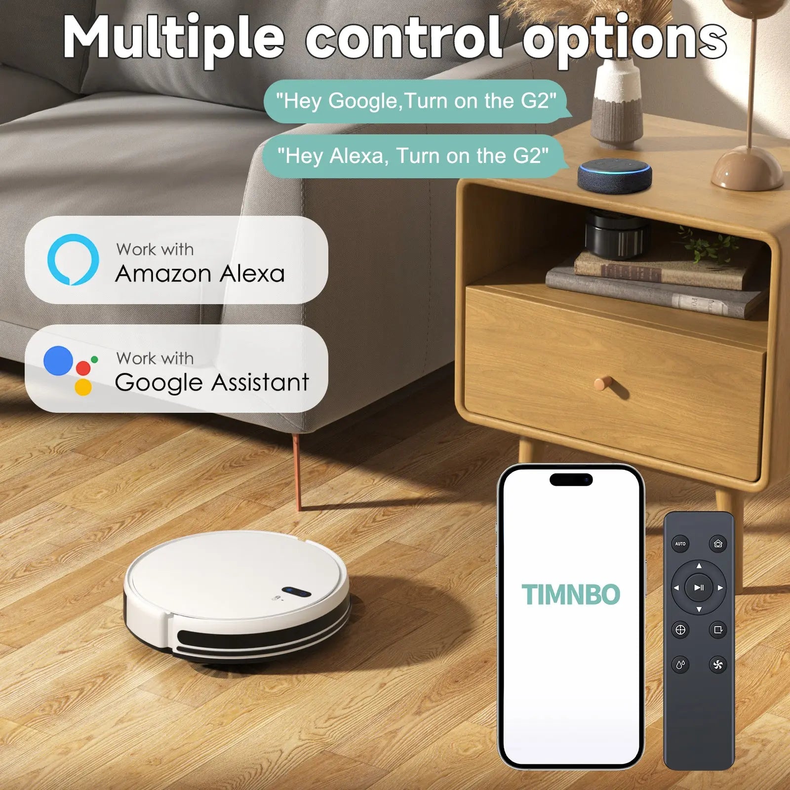 Halloween Sale Timnbo Robot Vacuum and Mop Combo, 3000Pa Strong Suction 2in1 Vacuum Cleaner, 120 min Runtime, Self-Charging Robotic Vacuum with Voice/APP/Remote Control My Store