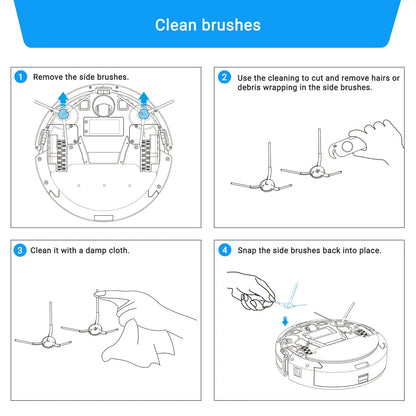 TIMNBO Consumable Accessories Parts 4pcs Side Brushes & 2pcs Mopping Cloths L200 TIMNBO